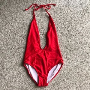 Sexy Red One Piece Halter Swimsuit